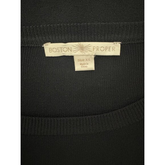 Boston Proper Black Scoop Neck Lace Bell Sleeve Knit Top Shirt Blouse Size XS - Picture 5 of 7